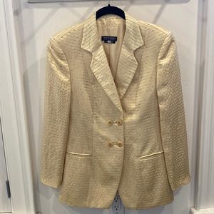 Giorgio Armani Champagne Raw Silk Dinner Jacket w Metallic Thread